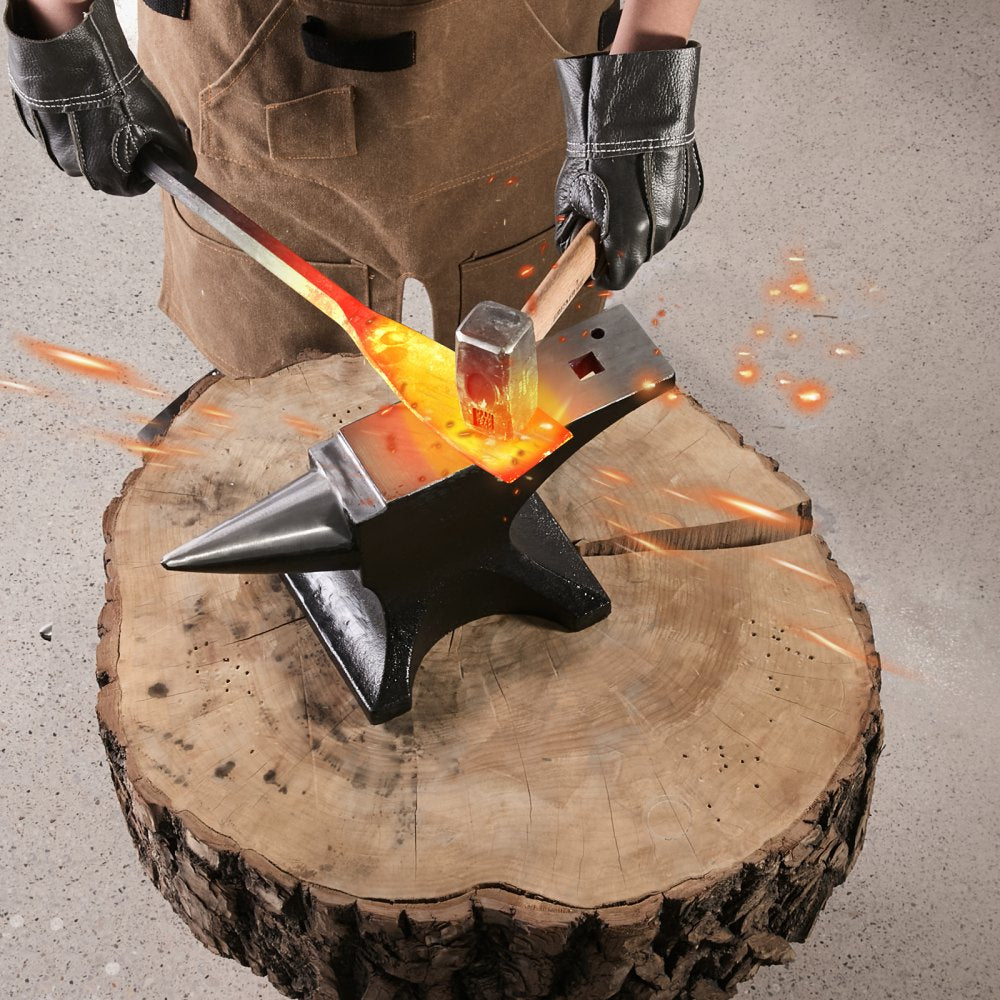 VEVOR Single Horn Anvil, 55lbs Cast Steel Anvil, High Hardness Rugged Round Horn Anvil for Blacksmiths, with Large Countertop and Stable Base, Metal Working Tool for Metal Bending, Shaping, Twisting