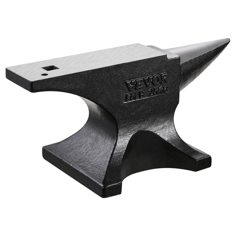 VEVOR Single Horn Anvil, 55lbs Cast Steel Anvil, High Hardness Rugged Round Horn Anvil for Blacksmiths, with Large Countertop and Stable Base, Metal Working Tool for Metal Bending, Shaping, Twisting