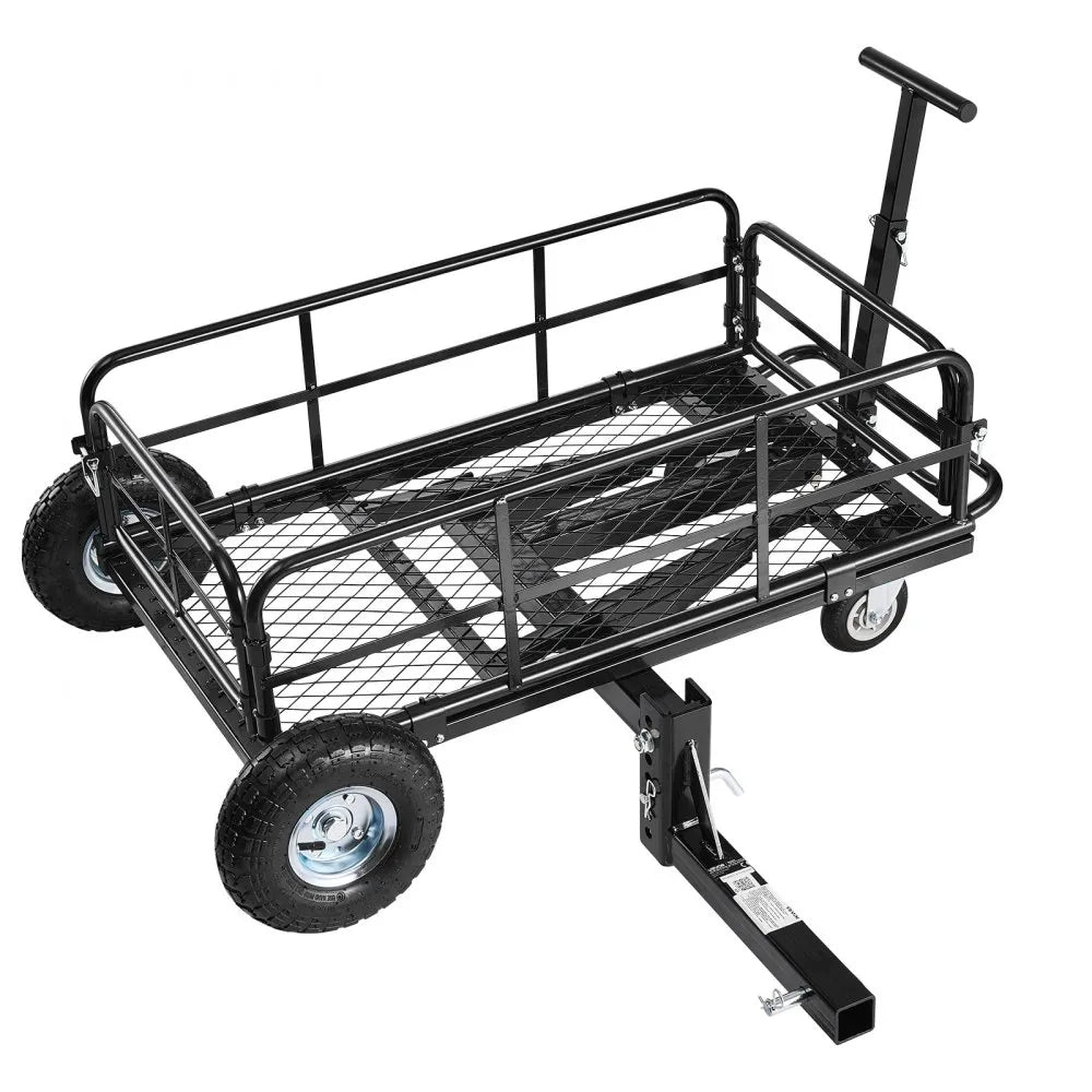 VEVOR Hitch Mount Cargo Carrier on Wheels, 36.2" x 21.3" x 11.8", 2-in-1 Folding Rear Luggage Rack Basket & Cargo Cart with Hitch Stabilizer, Fits 2" Receiver for SUV Pickups, 400LBS Load Capacity