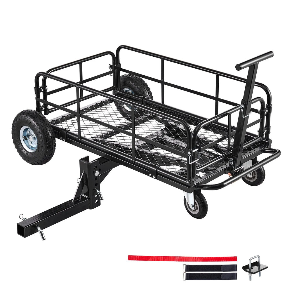 VEVOR Hitch Mount Cargo Carrier on Wheels, 36.2" x 21.3" x 11.8", 2-in-1 Folding Rear Luggage Rack Basket & Cargo Cart with Hitch Stabilizer, Fits 2" Receiver for SUV Pickups, 400LBS Load Capacity