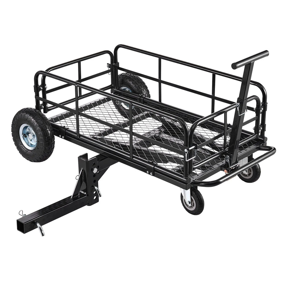 VEVOR Hitch Mount Cargo Carrier on Wheels, 36.2" x 21.3" x 11.8", 2-in-1 Folding Rear Luggage Rack Basket & Cargo Cart with Hitch Stabilizer, Fits 2" Receiver for SUV Pickups, 400LBS Load Capacity