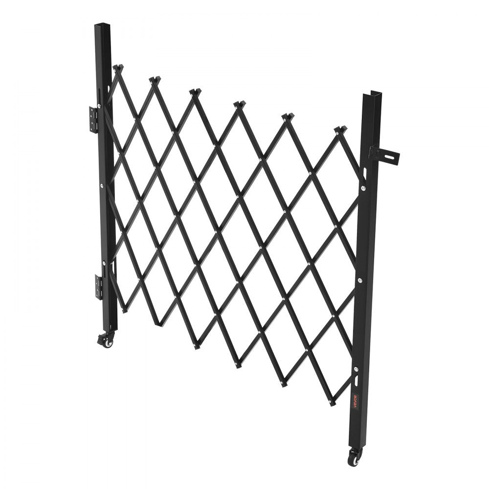 VEVOR Single Folding Security Gate, Lockable Scissor Gate with 360° Swivel Casters, Outdoor Barricade Steel Retractable Gates, for Entry Security, Garage, Warehouse & Pool, 43.31 x 51.57 in (W x H)