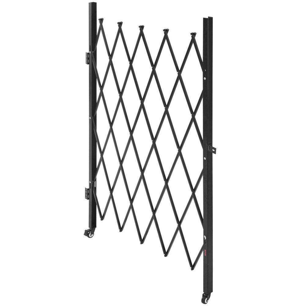 VEVOR Single Folding Security Gate, Lockable Scissor Gate with 360° Swivel Casters, Outdoor Barricade Steel Retractable Gates, for Entry Security, Garage, Warehouse & Pool, 49.61 x 77.76 in (W x H)