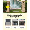 VEVOR Single Folding Security Gate, Lockable Scissor Gate with 360° Swivel Casters, Outdoor Barricade Steel Retractable Gates, for Entry Security, Garage, Warehouse & Pool, 94.49 x 86.81 in (W x H)