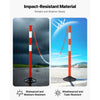 VEVOR 2 Pack Traffic Delineator Posts, 34 in Traffic Safety Cones with Weighted Base, Reflective Strips and Chain, Heavy Duty Delineator Posts for Construction Site, Parking Lot, Crowd Control, Red