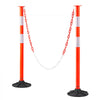 VEVOR 2 Pack Traffic Delineator Posts, 34 in Traffic Safety Cones with Weighted Base, Reflective Strips and Chain, Heavy Duty Delineator Posts for Construction Site, Parking Lot, Crowd Control, Red