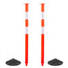 VEVOR 2 Pack Traffic Delineator Posts, 34 in Traffic Safety Cones with Weighted Base, Reflective Strips and Chain, Heavy Duty Delineator Posts for Construction Site, Parking Lot, Crowd Control, Red