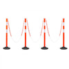 VEVOR 4 Pack Traffic Delineator Posts, 34 in Traffic Safety Cones with Weighted Base, Reflective Strips and Chain, Heavy Duty Delineator Posts for Construction Site, Parking Lot, Crowd Control, Red
