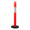 VEVOR 3 Pack Traffic Delineator Posts, 48 inches Traffic Safety Cones with Weighted Base and Reflective Strips, Heavy Duty Delineator Posts for Construction Site, Parking Lot, Crowd Control, Red