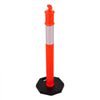 VEVOR 2 Pack Traffic Delineator Posts, 48 inches Traffic Safety Cones with Weighted Base and Reflective Strips, Heavy Duty Delineator Posts for Construction Site, Parking Lot, Crowd Control, Red