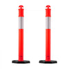 VEVOR 2 Pack Traffic Delineator Posts, 48 inches Traffic Safety Cones with Weighted Base and Reflective Strips, Heavy Duty Delineator Posts for Construction Site, Parking Lot, Crowd Control, Red