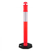 VEVOR 12 Pack Traffic Delineator Posts, 48 inches Traffic Safety Cones with Weighted Base and Reflective Strips, Heavy Duty Delineator Posts for Construction Site, Parking Lot, Crowd Control, Red