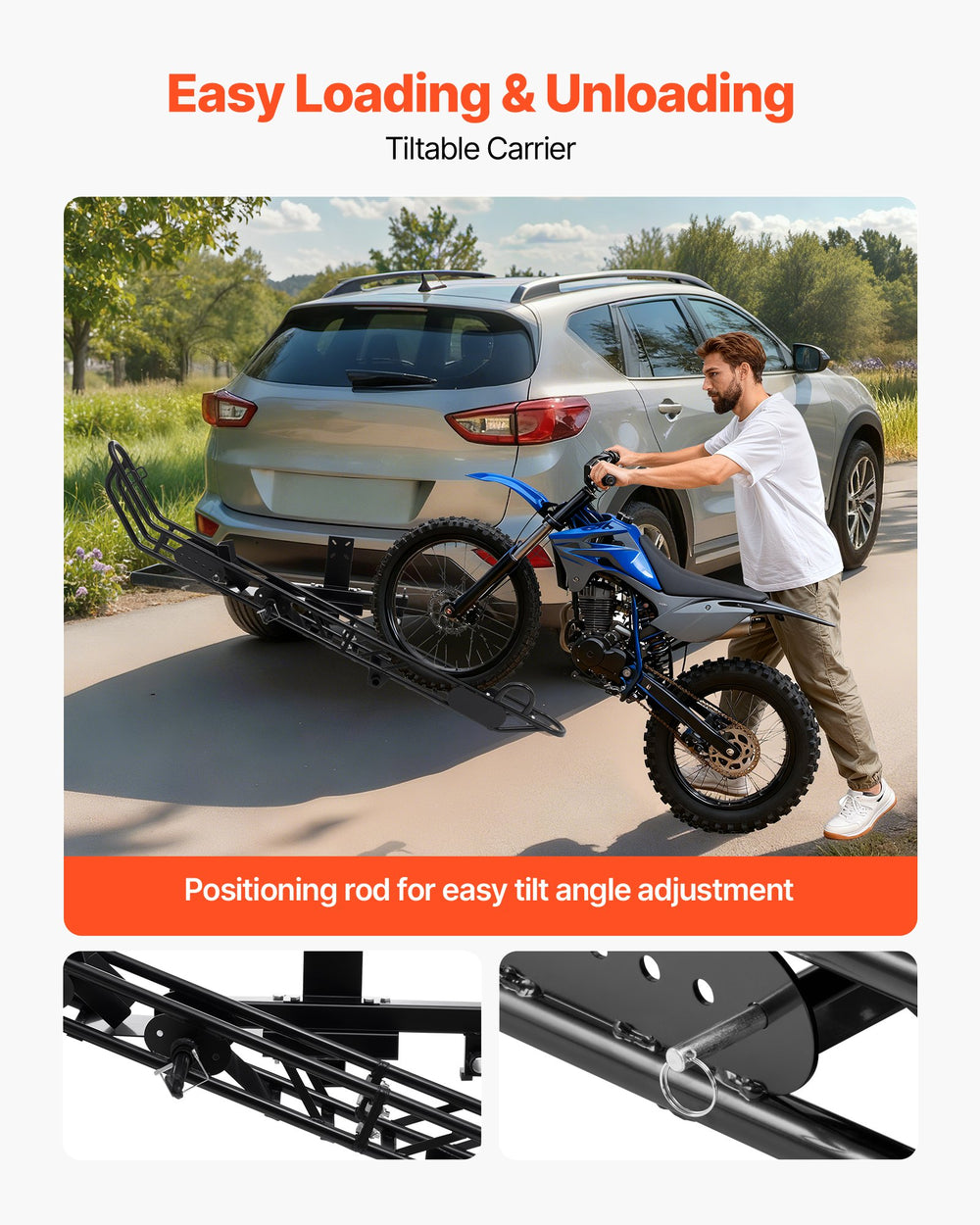 Tiltable carrier design for easy loading and unloading