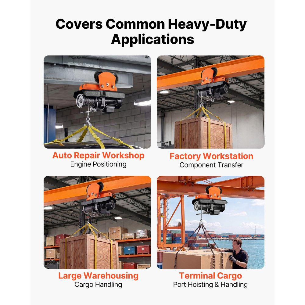 VEVOR Electric Hoist Manual Trolley, 2200 lbs/1 Ton Load for PA600 PA700 PA800 PA900 PA1000, Push Beam Trolley with Dual Wheels, 2.68"-4.33" Adjustable Beam Flange Width for Straight & Curved I-Beam