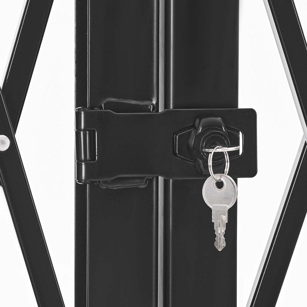 VEVOR Double Folding Security Gate, Lockable Scissor Gate with 360° Swivel Casters, Outdoor Barricade Steel Retractable Gates, for Entry Security, Garage, Warehouse & Pool, 145.67 x 63.19 in (W x H)