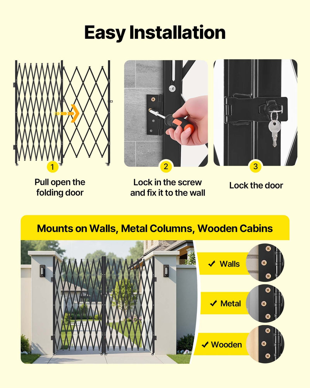 Easy Installation - mounting and locking steps