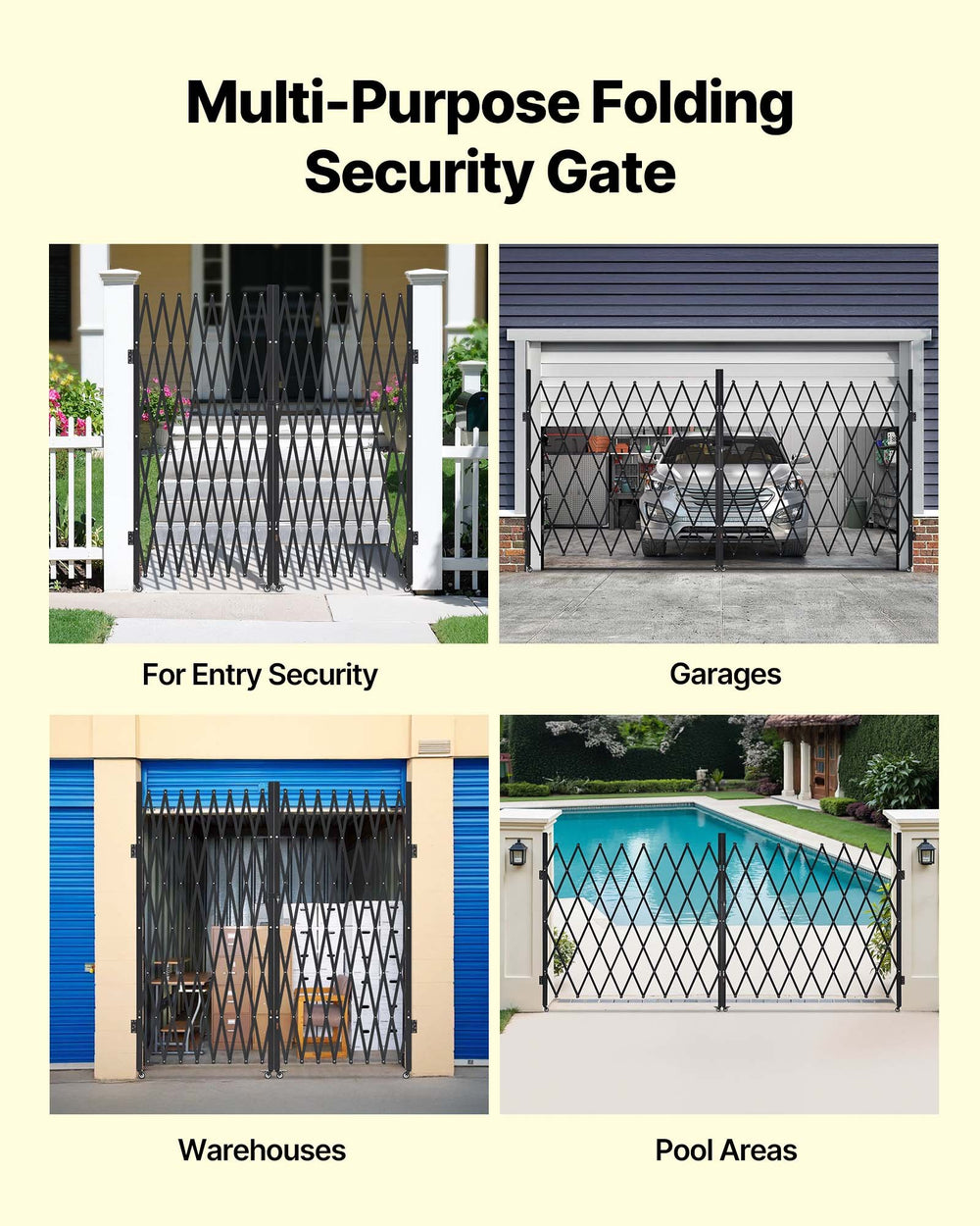 Multi-Purpose Folding Security Gate - entry, garage, warehouse, pool areas