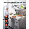 VEVOR 44"W Commercial Refrigerator 10.8 Cu. Ft Pizza Prep Table Fridge, 19" Ultra Wide Cutting Board Salad Refrigerated Worktop, Mega Top Stainless Steel Food Prep Cooler, 6 x 1/3 Pans with Lids