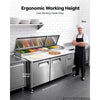VEVOR 67"W Commercial Refrigerator 19.4 Cu. Ft Pizza Prep Table Fridge, 19" Ultra Wide Cutting Board Salad Refrigerated Worktop, Mega Top Stainless Steel Food Prep Cooler, 9 x 1/3 Pans with Lids