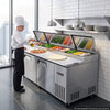 VEVOR 94"W Commercial Refrigerator 29.6 Cu. Ft Pizza Prep Table Fridge, 19" Ultra Wide Cutting Board Salad Refrigerated Worktop, Mega Top Stainless Steel Food Prep Cooler, 12 x 1/3 Pans with Lids