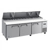VEVOR 94"W Commercial Refrigerator 29.6 Cu. Ft Pizza Prep Table Fridge, 19" Ultra Wide Cutting Board Salad Refrigerated Worktop, Mega Top Stainless Steel Food Prep Cooler, 12 x 1/3 Pans with Lids