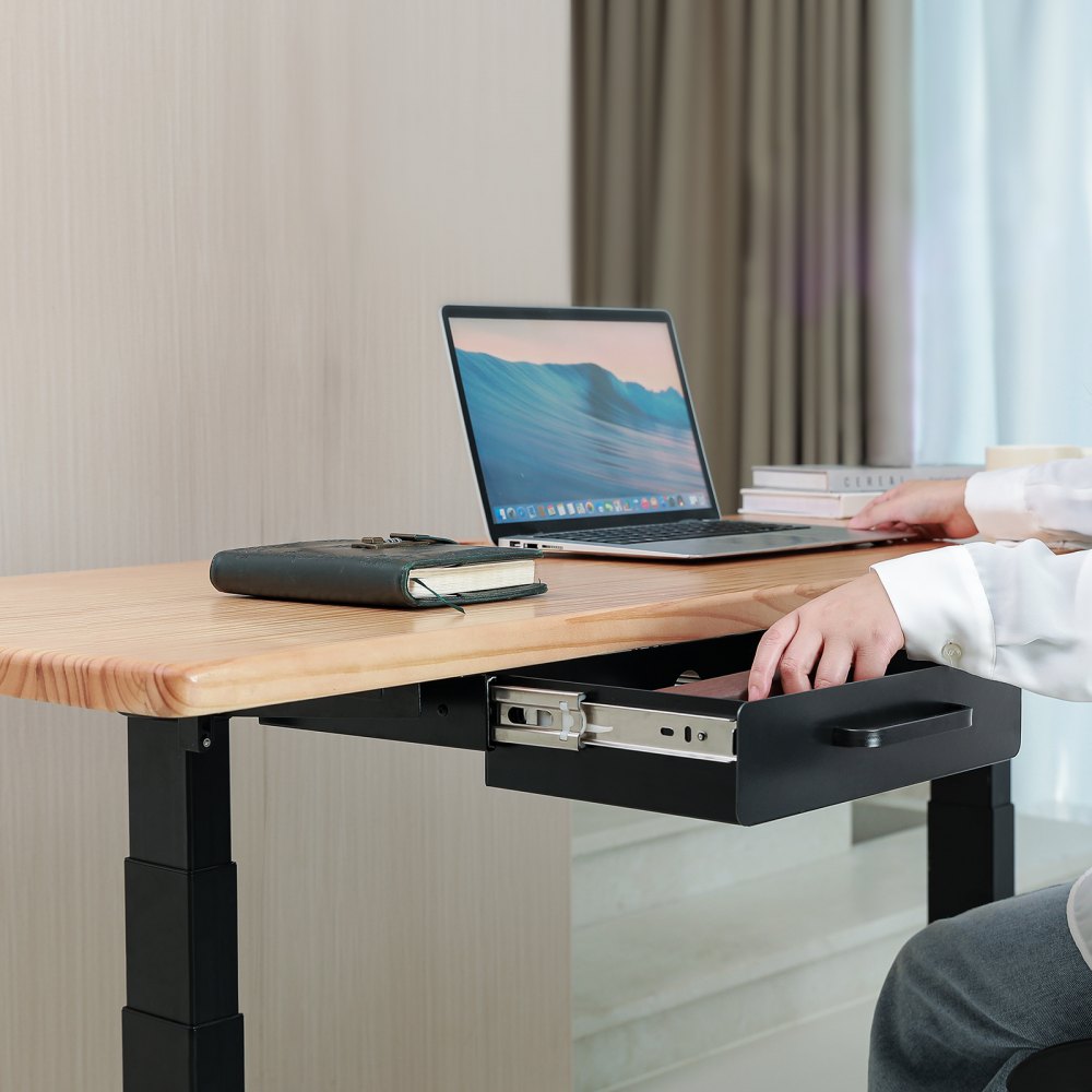 VEVOR 13" Wide Under Desk Drawer Slide Out, Under Desk Mounted Pull-out Drawer Attachment, Hidden Desktop Storage Organizer, Under Table Pencil Drawer for office Home Sit Stand Workstation, 15x9x3 in