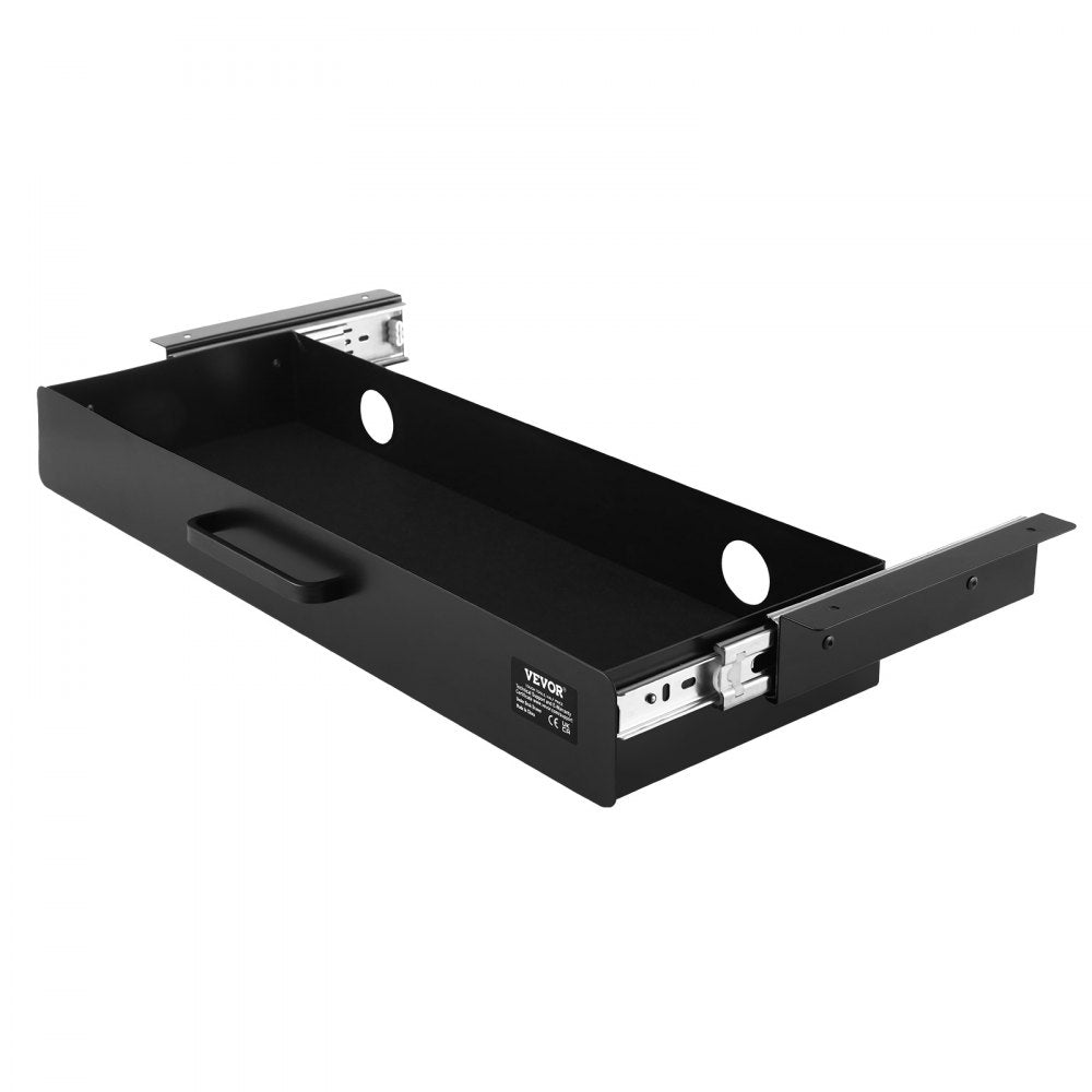 VEVOR 22" Wide Under Desk Drawer Slide Out, Under Desk Mounted Pull-out Drawer Attachment, Hidden Desktop Storage Organizer, Under Table Pencil Drawer for office Home Sit Stand Workstation, 25x9x3 in