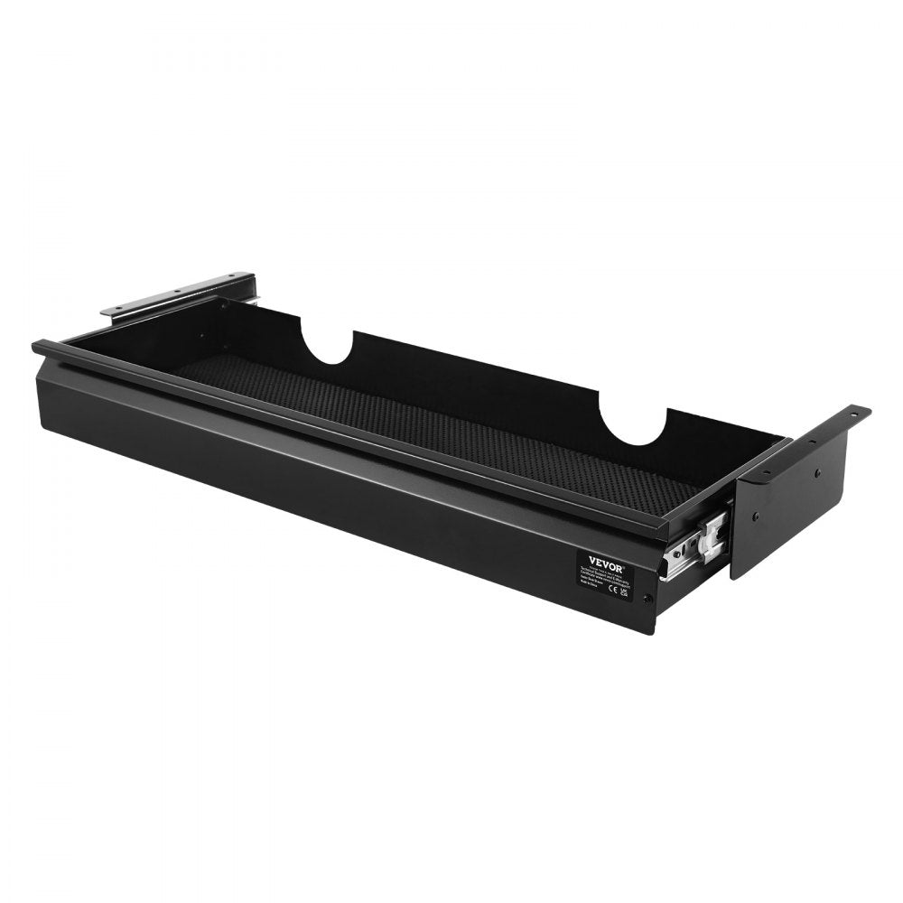 VEVOR 26" Wide Under Desk Drawer Slide Out, Under Desk Mounted Pull-out Drawer Attachment, Hidden Desktop Storage Organizer, Under Table Pencil Drawer for office Home Sit Stand Workstation, 29x9x4 in