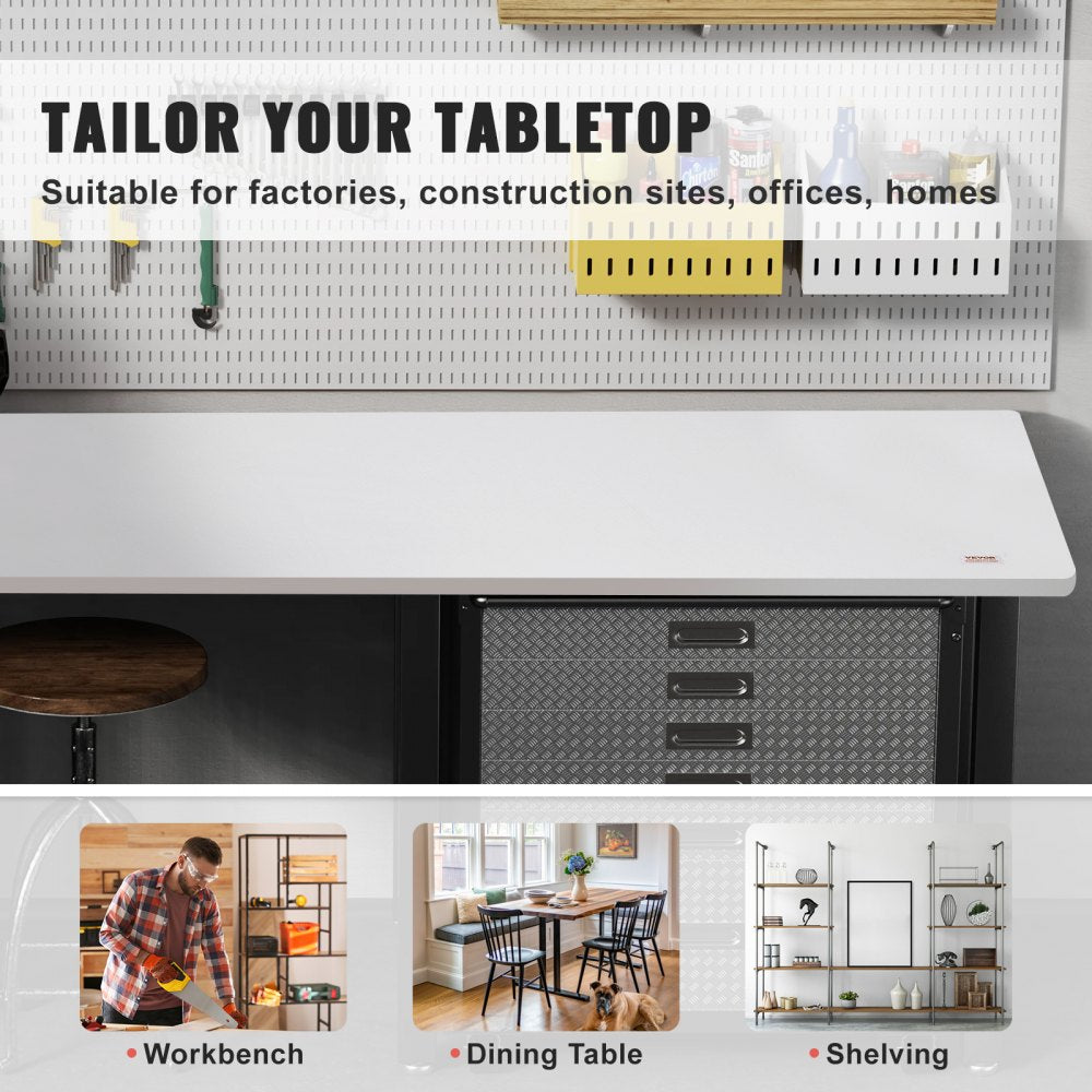 VEVOR Table Top, Holds up to 220.5 lbs, 60" x 25" x 1" Rectangular Countertop for Height Adjustable Electric Standing Desk Frame, Universal One-Piece Particle Board Desktop for Office & Home Desk