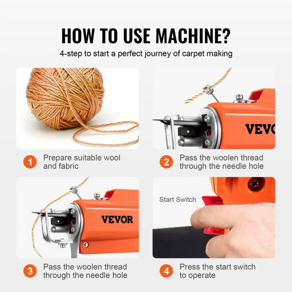 Vevor Tufting Gun 2-in-1 Cut & Loop Pile Electric Carpet Weaving Machi ...