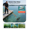 VEVOR Lake Weed Roller, 14.1 ft Stainless Steel Lake & Pond Weed Removal Tool, Muck Razer Aquatic & Sludge Tiller, Rid Roots and Muck Buildup, 6 Preassembled Stainless Steel Blades, 4 Aluminum Handles