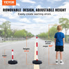 VEVOR Adjustable Traffic Delineator Post Cones, 4 Pack, Traffic Safety Delineator Barrier with Fillable Base 8FT Chain, for Traffic Control Warning Parking Lot Construction Caution Roads, Red & White
