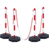 VEVOR Adjustable Traffic Delineator Post Cones, 4 Pack, Traffic Safety Delineator Barrier with Fillable Base 8FT Chain, for Traffic Control Warning Parking Lot Construction Caution Roads, Red & White