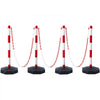 VEVOR Adjustable Traffic Delineator Post Cones, 4 Pack, Traffic Safety Delineator Barrier with Fillable Base 8FT Chain, for Traffic Control Warning Parking Lot Construction Caution Roads, Red & White