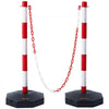VEVOR Adjustable Traffic Delineator Post Cones, 2 Pack, Traffic Safety Delineator Barrier with Fillable Base 8FT Chain, for Traffic Control Warning Parking Lot Construction Caution Roads, Red & White