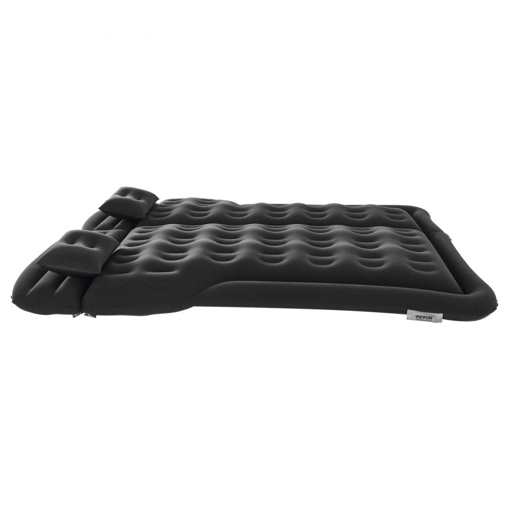 VEVOR Car Air Mattress, Inflatable Car Camping Mattress, Flocking Thickened Travel Beds, Durable Portable Sleeping Pad with Air Pump, 2 Pillows, Nozzle, Carry Bag, Fits Most SUV MPV Sedan, Black