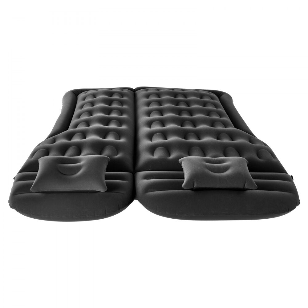 VEVOR Car Air Mattress, Inflatable Car Camping Mattress, Flocking Thickened Travel Beds, Durable Portable Sleeping Pad with Air Pump, 2 Pillows, Nozzle, Carry Bag, Fits Most SUV MPV Sedan, Black