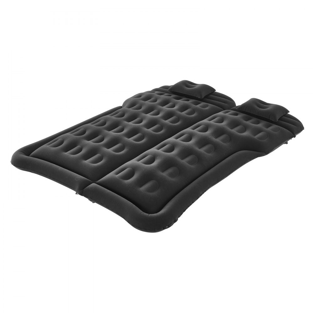 VEVOR Car Air Mattress, Inflatable Car Camping Mattress, Flocking Thickened Travel Beds, Durable Portable Sleeping Pad with Air Pump, 2 Pillows, Nozzle, Carry Bag, Fits Most SUV MPV Sedan, Black