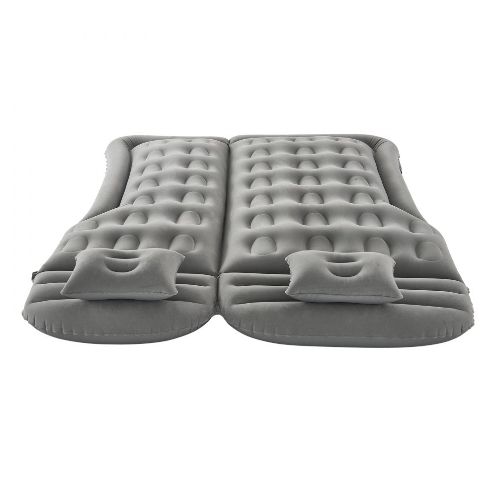 VEVOR Car Air Mattress, Inflatable Car Camping Mattress, Flocking Thickened Travel Beds, Comfortable and Durable Portable Sleeping Pad with Air Pump, Nozzle, Carry Bag, Fits Most SUV MPV Sedan, Gray