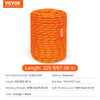 VEVOR Dual-Weave Polyester Cord, 1/2 inch x 220 feet, 48-Strand, 8000 LBS Tensile Strength, Multi-Use Outdoor Rope for Camping, Swinging, Rappelling, and Rescue, Orange/Black