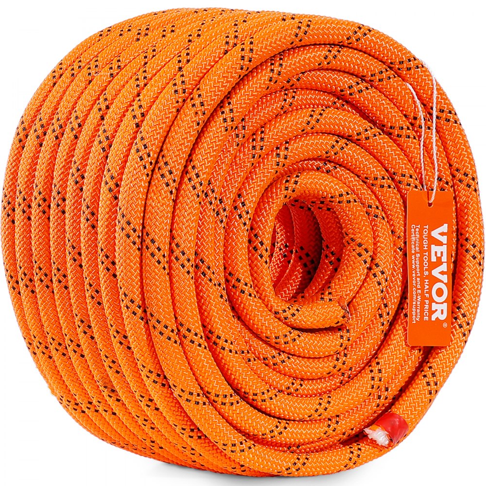 VEVOR Dual Twisted Polyester Cord, 1/2 inch by 120 feet, 48-Strand, 8000 LBS Tensile Strength, Multi-Use Outdoor Rope for Arborist Activities, Hiking, Swinging, Rappelling, and Rescue, Or