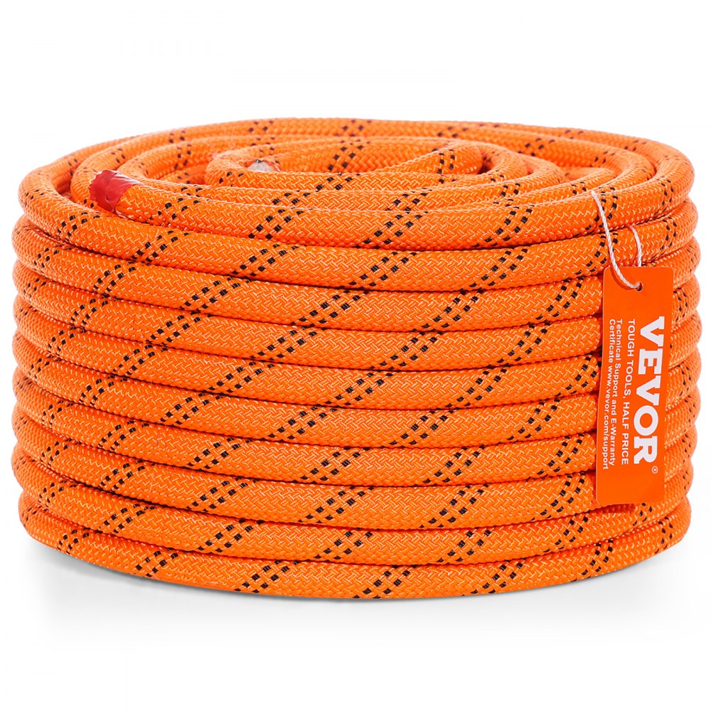 VEVOR Dual Twisted Polyester Cord, 1/2 inch by 120 feet, 48-Strand, 8000 LBS Tensile Strength, Multi-Use Outdoor Rope for Arborist Activities, Hiking, Swinging, Rappelling, and Rescue, Or