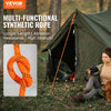 VEVOR Double Braided Polyester Rope, 3/4 in x 220 ft, 24 Strands, 12700 LBS Breaking Strength Outdoor Rope, Arborist Rigging Rope for Rock Hiking Camping Swing Rappelling Rescue, Orange/Black