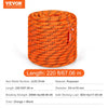 VEVOR Double Braided Polyester Rope, 3/4 in x 220 ft, 24 Strands, 12700 LBS Breaking Strength Outdoor Rope, Arborist Rigging Rope for Rock Hiking Camping Swing Rappelling Rescue, Orange/Black