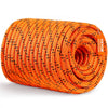 VEVOR Double Braided Polyester Rope, 3/4 in x 220 ft, 24 Strands, 12700 LBS Breaking Strength Outdoor Rope, Arborist Rigging Rope for Rock Hiking Camping Swing Rappelling Rescue, Orange/Black