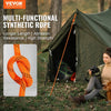 VEVOR Dual-Weave Polyester Cord, 3/8 inch by 120 feet, 48-Strand, 4000 Pound Tensile Strength, Multi-Use Rope for Arborist Activities, and Outdoor Adventures, Orange/Black