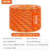 VEVOR Dual-Weave Polyester Cord, 3/8 inch by 120 feet, 48-Strand, 4000 Pound Tensile Strength, Multi-Use Rope for Arborist Activities, and Outdoor Adventures, Orange/Black