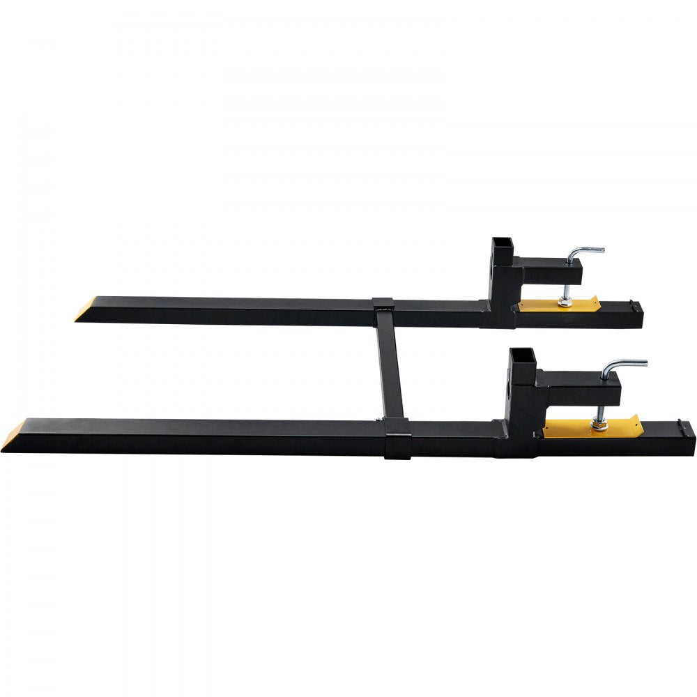 VEVOR Pallet Forks, 2000 lbs Tractor Bucket Forks, 60" Total Length Clamp on Pallet Forks with Adjustable Stabilizer bar, Heavy Duty Pallet Forks for Tractor Attachments, Skid Steer, Loader Bucket