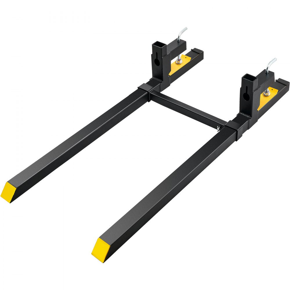 VEVOR Pallet Forks, 2000 lbs Tractor Bucket Forks, 60" Total Length Clamp on Pallet Forks with Adjustable Stabilizer bar, Heavy Duty Pallet Forks for Tractor Attachments, Skid Steer, Loader Bucket
