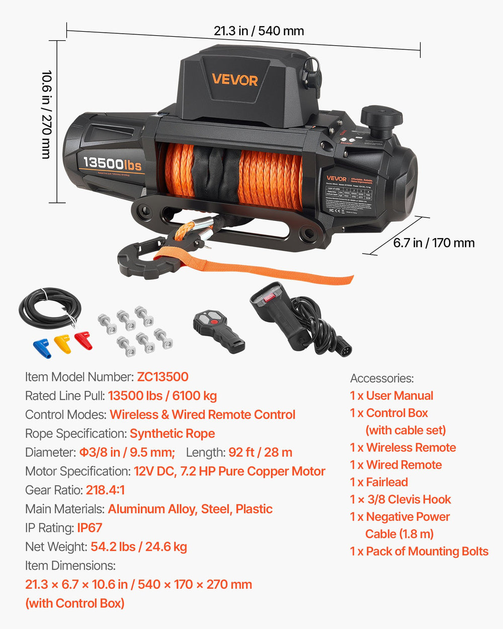 VEVOR electric winch 13500 lb - image 7